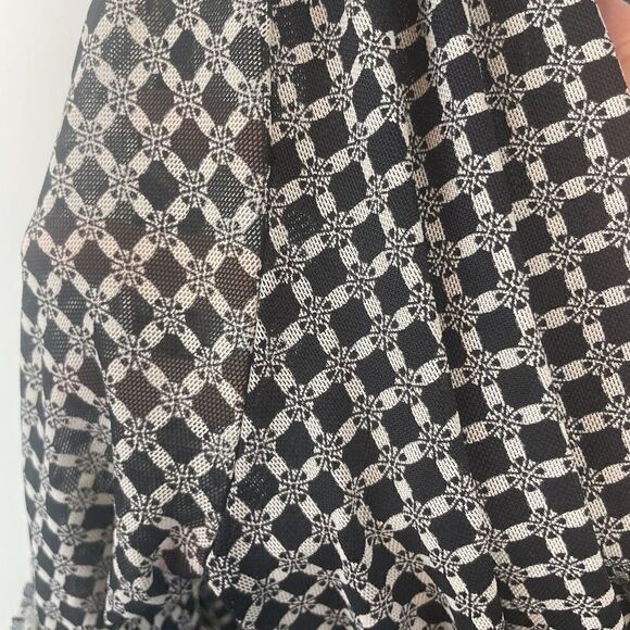 American Vintage Y2K Mesh Max Studio 3/4 Sleeve Top Size XS/S Tunic Black White - Picture 6 of 8